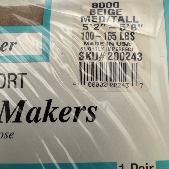 3 Pair SHEER FAMOUS MAKER  Beige PANTYHOSE (Med-TALL 5' 2"-5'8”) 100- 1651bs - Picture 8 of 8